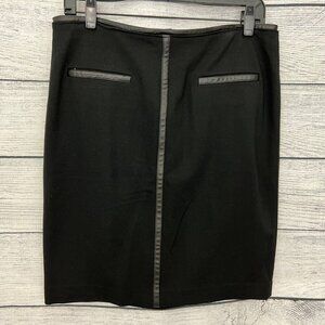 Vince Camuto Black Pencil Skirt With Faux Leather Trim Size 10